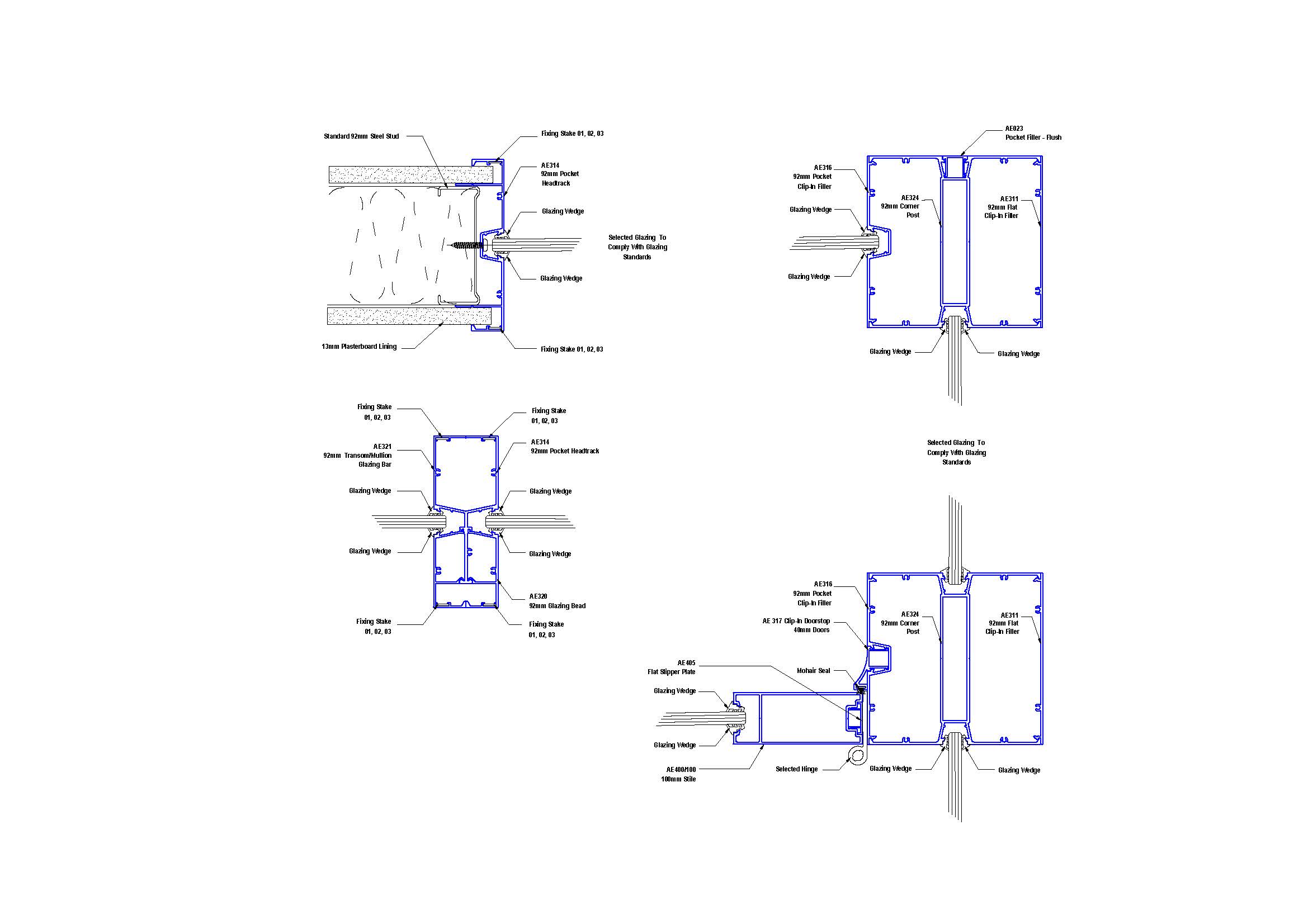 E92-10 92mm Post and Mullion Glazing Plan